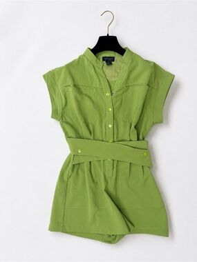 Garcia leaf Green Short Sleeve Romper • travel outfit • Easy outfit • Summer 26